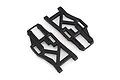 Two black plastic front lower suspension arms for an HSP RC car, shown from a top-down perspective on a white background.