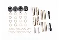 Traxxas U-Joint Rebuild Set 5452X including metal pins, washers, E-clips, and black blocks arranged on a white background.