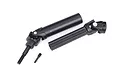 Traxxas RC drive shaft assembly with universal joint and screw pin on a white background.