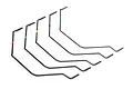 A set of five black metal sway bars for Traxxas RC vehicles, each with a different coloured band for identification.