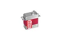 MKS DS95i micro servo with a silver and red aluminium case against a white background.