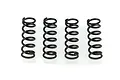 Four identical black metal coil springs arranged in a row against a plain white background.