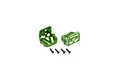 Two green anodized aluminium motor mounts with Traxxas branding and four black screws on a white background.