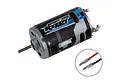 Reedy Power Sport 390 brushed RC motor with a black and blue label, featuring a metal shaft and pre-soldered red and black wires with bullet connectors.
