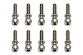 Ten Team Associated heavy duty 10mm long neck ball studs arranged in two rows of five on a white background.