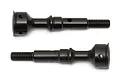 Two black metal Team Associated heavy duty CVD axles shown side by side against a white background.