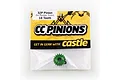 Castle Creations 18T 32P green aluminium pinion gear in its original branded retail packaging.