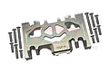 GPM Racing grey aluminium gear box skid plate for RC cars, shown with included mounting screws on a white background.
