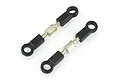 Two HSP RC turnbuckles with black plastic rod ends and silver metal threaded shafts on a white background.