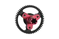 GPM Racing 50T spur gear with a red anodized aluminium slipper eliminator hub against a white background.