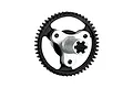 GPM Racing 50T spur gear with a silver aluminium slipper eliminator hub, viewed from an angle against a white background.