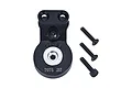 A black GPM Racing 25T aluminium servo horn with a built-in servo saver and three included mounting screws on a white background.