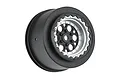 A single Pro-Line Showtime+ rear RC drag car rim in black and silver, featuring a multi-spoke design and beadlock-style outer ring.