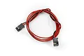 A Traxxas extension lead with Futaba J connectors featuring twisted red and black wires on a white background.