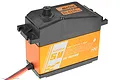 Savox SV-0236MG Plus high-voltage digital servo with an orange aluminium case and black plastic top, shown from a high-angle studio perspective.