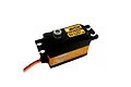 Savox SV-1257MG digital servo with an orange aluminium middle case and black plastic top and bottom, featuring a metal output gear.