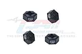 Four black GPM Racing aluminium 12mm wheel hex adapters for RC cars, arranged on a white background with a faint GPM logo watermark.
