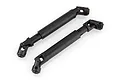 Two black telescopic universal drive shafts for RC vehicles, shown against a white background.