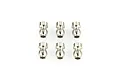 Six silver-coloured metal pivot balls for RC cars arranged in two rows of three on a white background.