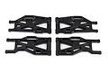 Four black plastic RC suspension arms arranged in a grid on a white background.