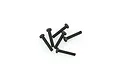 A cluster of six black metal binder head screws for RC models, arranged on a white background.