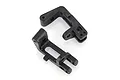 Two black plastic RC steering hub carriers for HSP remote control cars, shown from a top-down angle on a white background.