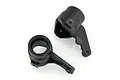 Two black plastic RC car steering hubs shown from different angles against a white background.