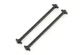 Two black metal dogbone drive shafts for an RC car, shown side-by-side on a white background.