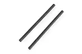 Two black metal suspension arm pins for an RC car, shown side-by-side on a white background.