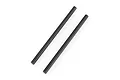 Two black metal suspension arm pins for an RC car, shown side-by-side against a white background.
