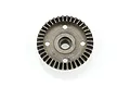 A studio shot of a 38T steel differential gear for an RC car, showing the gear teeth and mounting holes on a white background.