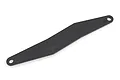 A black, elongated, diamond-shaped plastic battery hold-down strap for an RC car, featuring a mounting hole at each end.
