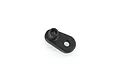 A small black plastic antenna mount for an RC car, featuring a raised post and a mounting hole.