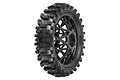 Pro-Line 4.6 inch Dunlop Geomax MX33 rear tyre mounted on a black spoked RC wheel, viewed from a three-quarter angle.