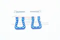 Two blue aluminium D-rings with a diamond-pattern texture and two silver mounting pins on a white background.