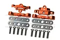 GPM Racing orange aluminium suspension arm tie bar set with mounting plates and screws for RC cars.