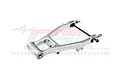 Silver aluminium rear swing arm for RC cars by GPM Racing, shown against a white background with a faint brand watermark.