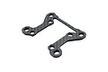 A flat, U-shaped carbon fibre RC car part with multiple mounting holes, isolated against a white background.