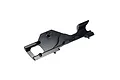 A black anodized aluminum RC Maker motor mount for RC cars, shown from a side angle against a white background.