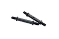 Two black metal RC turnbuckles with threaded ends and a central adjustment hole, isolated on a white background.