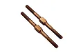 Two copper-coloured metal RC turnbuckles with threaded ends and a central hexagonal adjustment section.