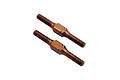 Two bronze-coloured metal RC turnbuckles with threaded ends and a central hexagonal adjustment section.