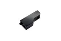 A black anodized aluminium RC Maker floating servo outer mount for RC cars, shown from an angled perspective against a white background.