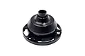 A black anodized aluminium half differential housing for RC cars, featuring a circular base with mounting holes and a central cylindrical protrusion.