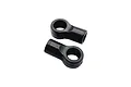 Two black plastic open ball cups for RC anti-roll bars, shown from a top-down perspective against a white background.
