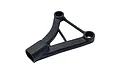 A black plastic RC car upper suspension arm component viewed from an angle against a white background.