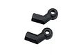 Two black offset ball cups for RC suspension, shown against a plain white background.