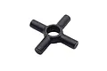 A black, cross-shaped differential cross pin component for RC cars, shown against a plain white background.