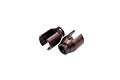 Two dark brown metal differential outdrives for RC cars, shown from an angled perspective against a plain white background.