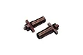 Two dark steel differential output shafts for RC cars, shown from different angles against a white background.